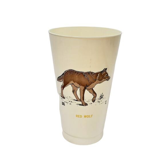 Vintage 1974 7Eleven Plastic Slurpee Cup Save a Living Thing Red Wolf - Picture 1 of 8